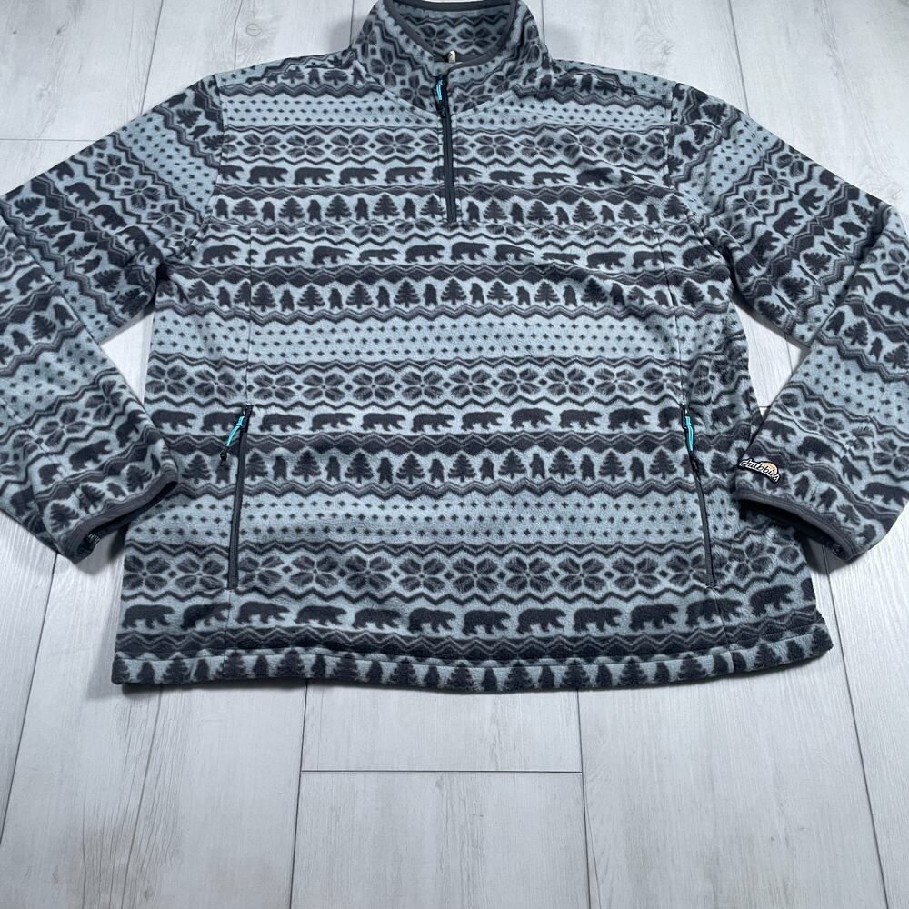 Chubbies Men’s XL The Bear Hug Quarter Zip Fleece Pullover Blue Grey Christmas